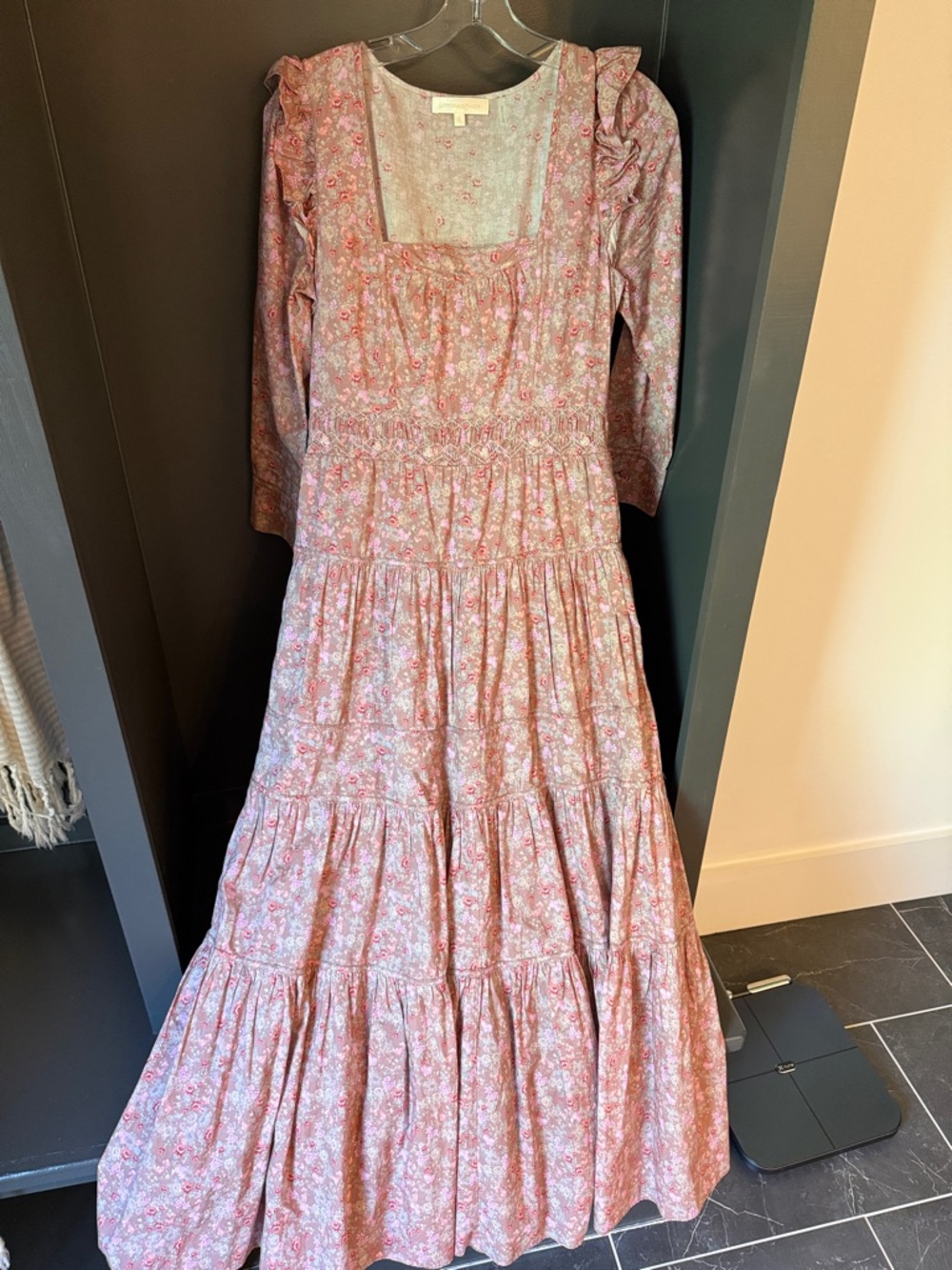 Love Shack Fancy Women's Pink Floral Tiered Maxi Dress